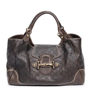 Authentic Gucci Large Pelham horse-bit dark brown leather Shoulder Bag!